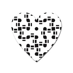 Black And White Pattern Heart Magnet by Simbadda