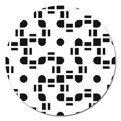 Black And White Pattern Magnet 5  (round) by Simbadda