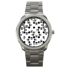 Black And White Pattern Sport Metal Watch by Simbadda