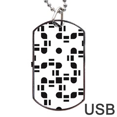 Black And White Pattern Dog Tag Usb Flash (one Side) by Simbadda