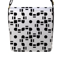 Black And White Pattern Flap Messenger Bag (l)  by Simbadda