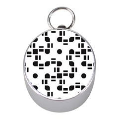 Black And White Pattern Mini Silver Compasses by Simbadda