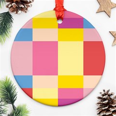 Colorful Squares Background Ornament (round) by Simbadda