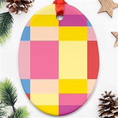 Colorful Squares Background Ornament (oval) by Simbadda