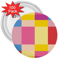 Colorful Squares Background 3  Buttons (100 Pack)  by Simbadda