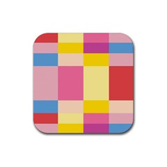 Colorful Squares Background Rubber Coaster (square)  by Simbadda