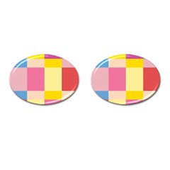 Colorful Squares Background Cufflinks (oval) by Simbadda