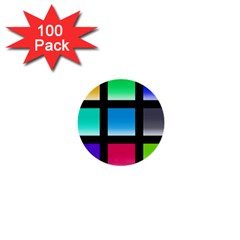 Colorful Background Squares 1  Mini Buttons (100 Pack)  by Simbadda