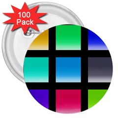 Colorful Background Squares 3  Buttons (100 Pack)  by Simbadda