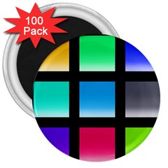 Colorful Background Squares 3  Magnets (100 Pack) by Simbadda