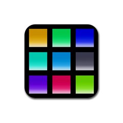 Colorful Background Squares Rubber Coaster (square)  by Simbadda