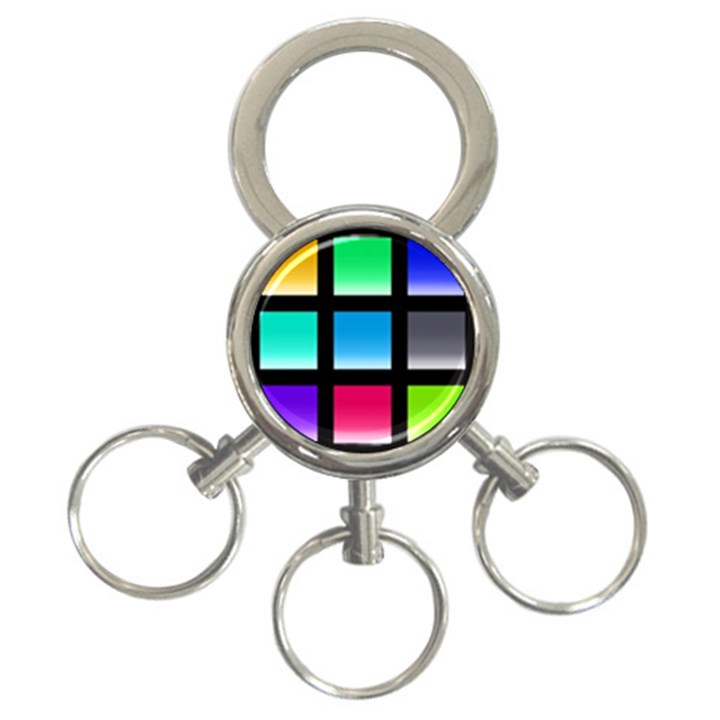 Colorful Background Squares 3-Ring Key Chains