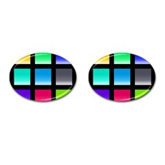 Colorful Background Squares Cufflinks (oval) by Simbadda