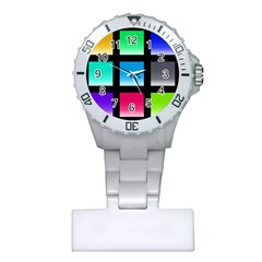 Colorful Background Squares Plastic Nurses Watch