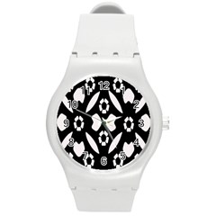 Abstract Background Pattern Round Plastic Sport Watch (m) by Simbadda