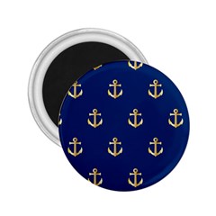 Gold Anchors On Blue Background Pattern 2 25  Magnets by Simbadda