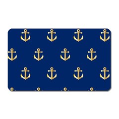 Gold Anchors On Blue Background Pattern Magnet (rectangular) by Simbadda