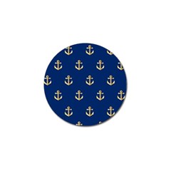 Gold Anchors On Blue Background Pattern Golf Ball Marker (10 Pack) by Simbadda