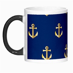 Gold Anchors On Blue Background Pattern Morph Mugs by Simbadda