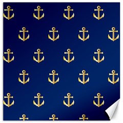 Gold Anchors On Blue Background Pattern Canvas 12  X 12   by Simbadda