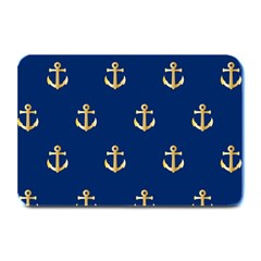 Gold Anchors On Blue Background Pattern Plate Mats by Simbadda