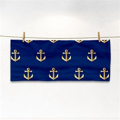 Gold Anchors On Blue Background Pattern Cosmetic Storage Cases by Simbadda