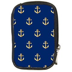 Gold Anchors On Blue Background Pattern Compact Camera Cases by Simbadda