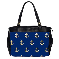 Gold Anchors On Blue Background Pattern Office Handbags (2 Sides)  by Simbadda