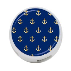 Gold Anchors On Blue Background Pattern 4-port Usb Hub (one Side) by Simbadda