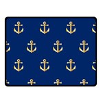 Gold Anchors On Blue Background Pattern Fleece Blanket (Small) 50 x40  Blanket Front