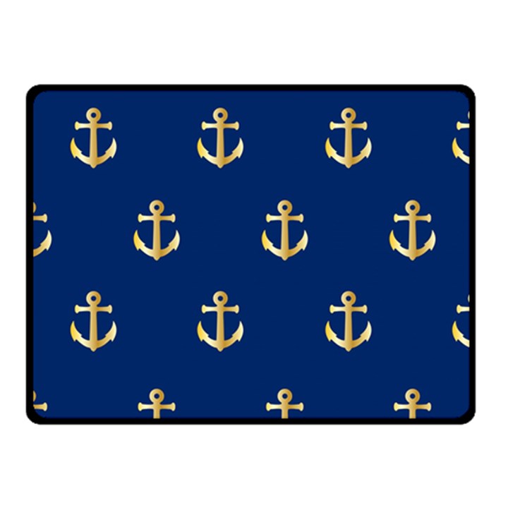 Gold Anchors On Blue Background Pattern Fleece Blanket (Small)