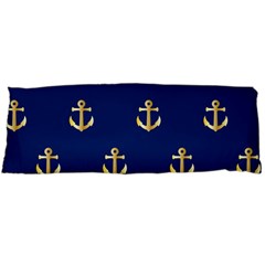 Gold Anchors On Blue Background Pattern Body Pillow Case (dakimakura) by Simbadda