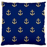 Gold Anchors On Blue Background Pattern Large Cushion Case (Two Sides) Back