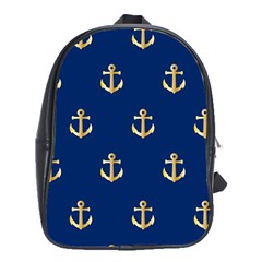 Gold Anchors On Blue Background Pattern School Bags (xl)  by Simbadda