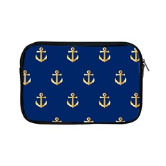 Gold Anchors On Blue Background Pattern Apple Ipad Mini Zipper Cases by Simbadda