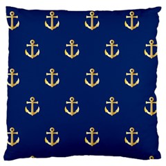 Gold Anchors On Blue Background Pattern Standard Flano Cushion Case (one Side) by Simbadda