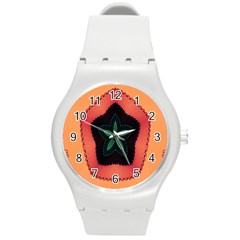 Fractal Flower Round Plastic Sport Watch (m) by Simbadda