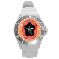 Fractal Flower Round Plastic Sport Watch (l) by Simbadda