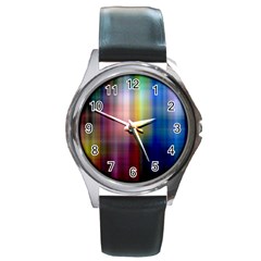 Colorful Abstract Background Round Metal Watch by Simbadda