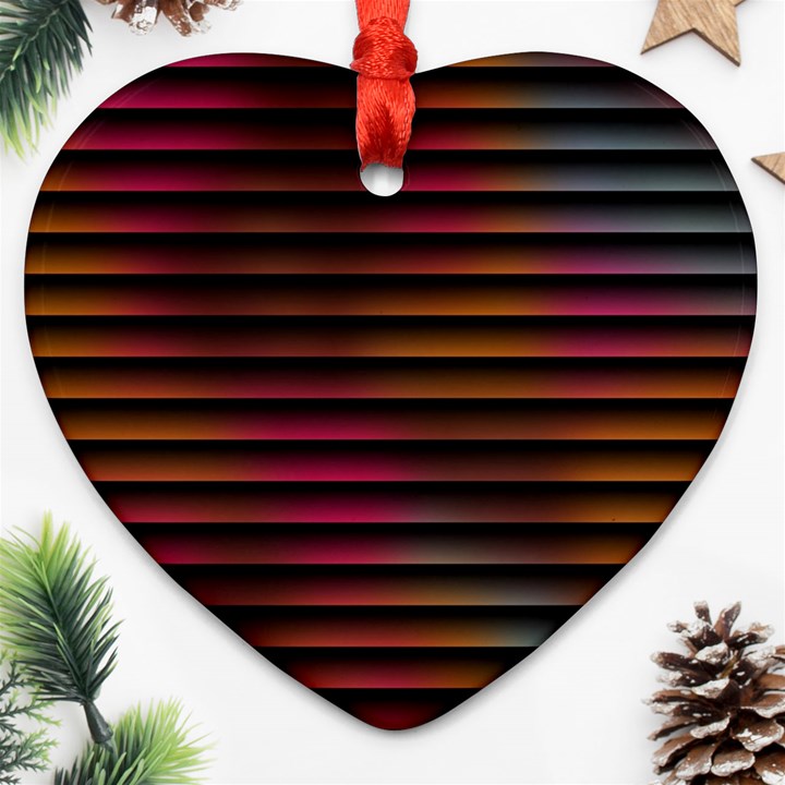 Colorful Venetian Blinds Effect Heart Ornament (Two Sides)