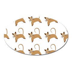 Cute Cats Seamless Wallpaper Background Pattern Oval Magnet by Simbadda