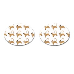 Cute Cats Seamless Wallpaper Background Pattern Cufflinks (oval) by Simbadda