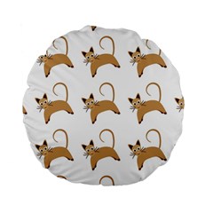 Cute Cats Seamless Wallpaper Background Pattern Standard 15  Premium Round Cushions by Simbadda