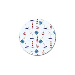 Seaside Nautical Themed Pattern Seamless Wallpaper Background Golf Ball Marker (4 Pack) by Simbadda