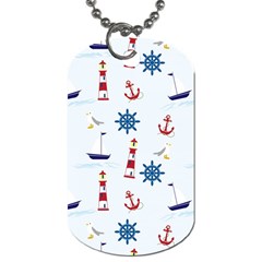 Seaside Nautical Themed Pattern Seamless Wallpaper Background Dog Tag (two Sides) by Simbadda