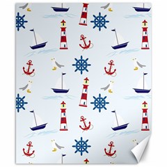 Seaside Nautical Themed Pattern Seamless Wallpaper Background Canvas 8  X 10  by Simbadda