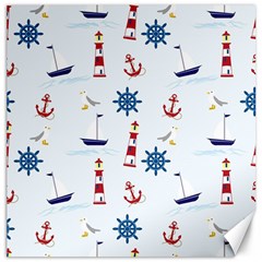 Seaside Nautical Themed Pattern Seamless Wallpaper Background Canvas 12  X 12   by Simbadda