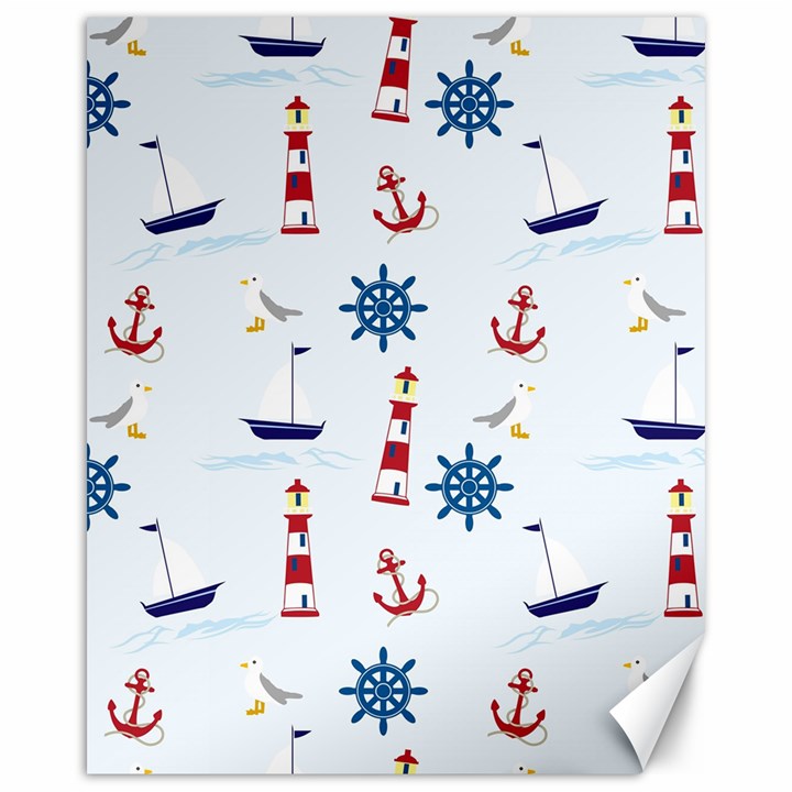 Seaside Nautical Themed Pattern Seamless Wallpaper Background Canvas 16  x 20  