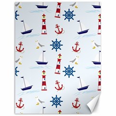 Seaside Nautical Themed Pattern Seamless Wallpaper Background Canvas 18  X 24   by Simbadda