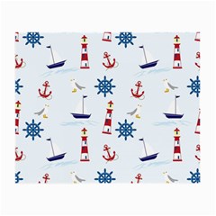 Seaside Nautical Themed Pattern Seamless Wallpaper Background Small Glasses Cloth (2-side) by Simbadda